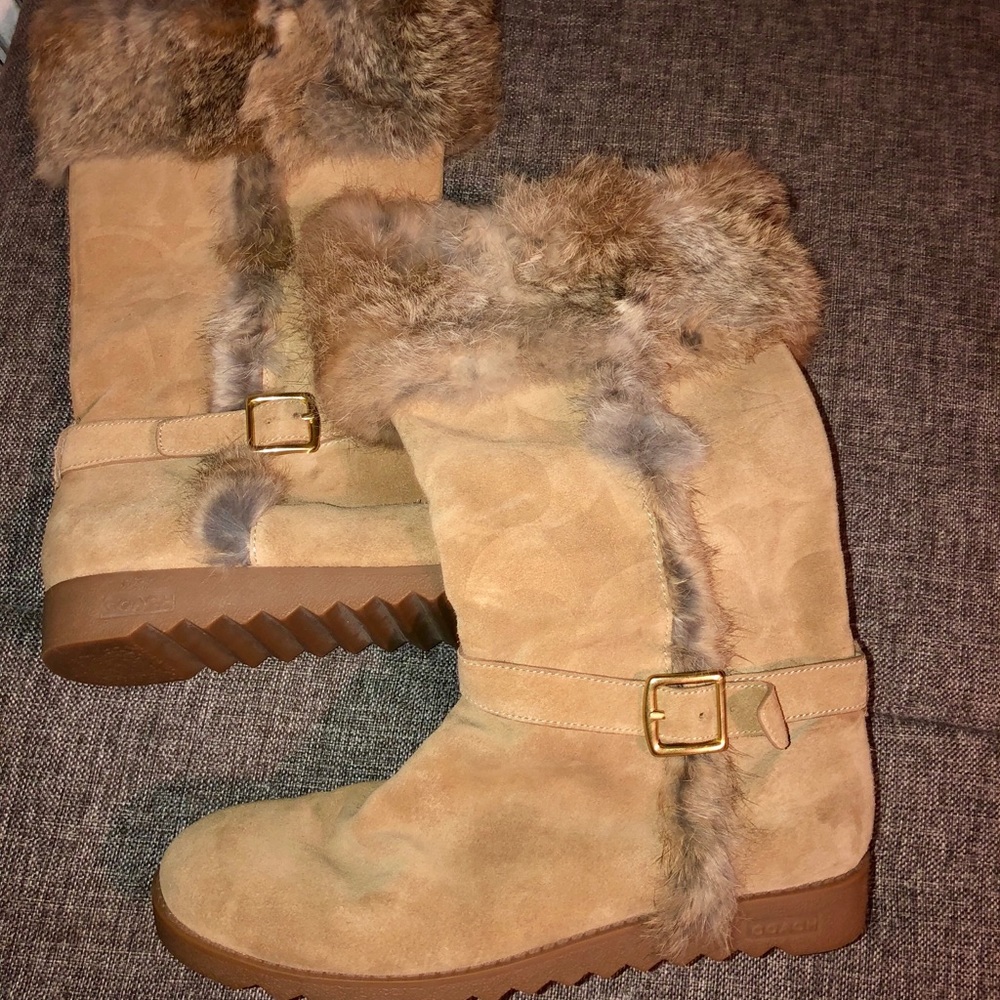Coach Genuine Fox Fur Boots 10